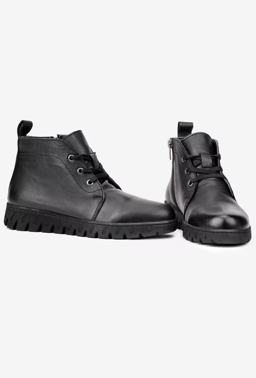 Ghete dama negre din piele naturala