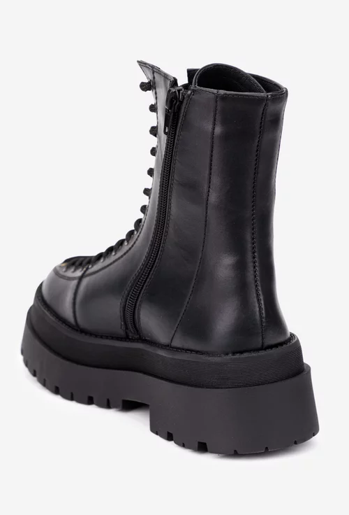 Ghete dama negre din piele naturala