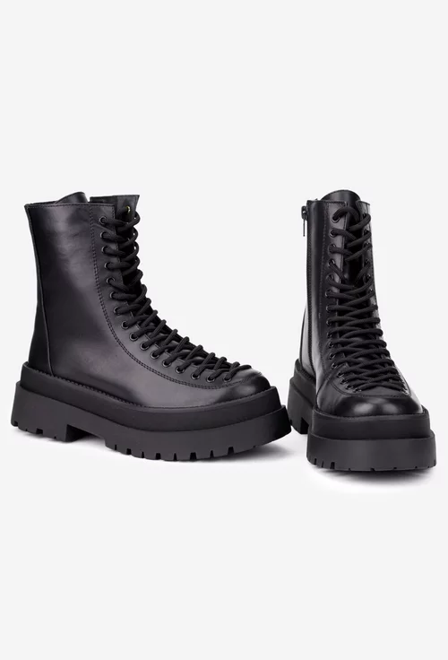 Ghete dama negre din piele naturala