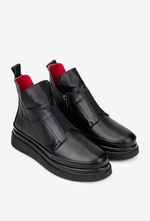 Ghete dama negre din piele naturala