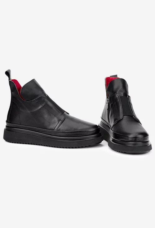 Ghete dama negre din piele naturala