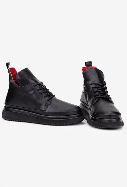 Ghete dama negre din piele naturala