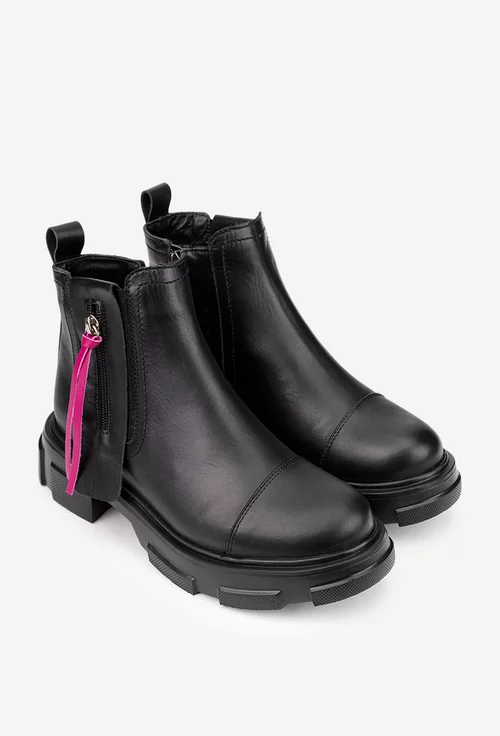 Ghete dama negre din piele naturala