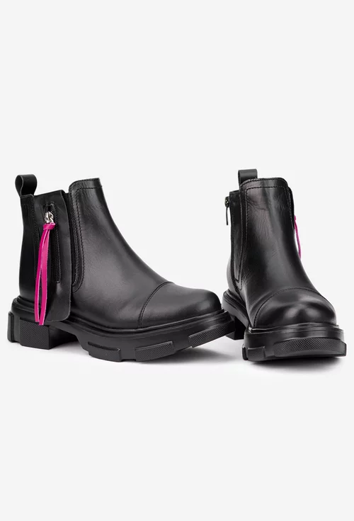 Ghete dama negre din piele naturala