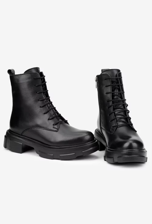 Ghete dama negre din piele naturala