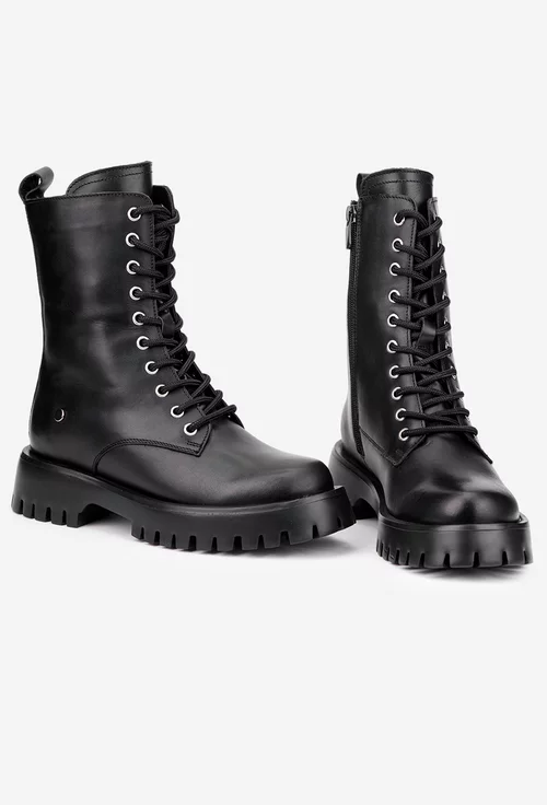 Ghete dama negre din piele naturala