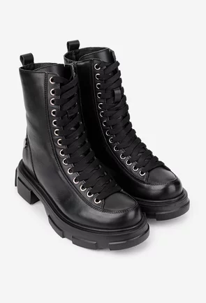 Ghete dama negre din piele naturala