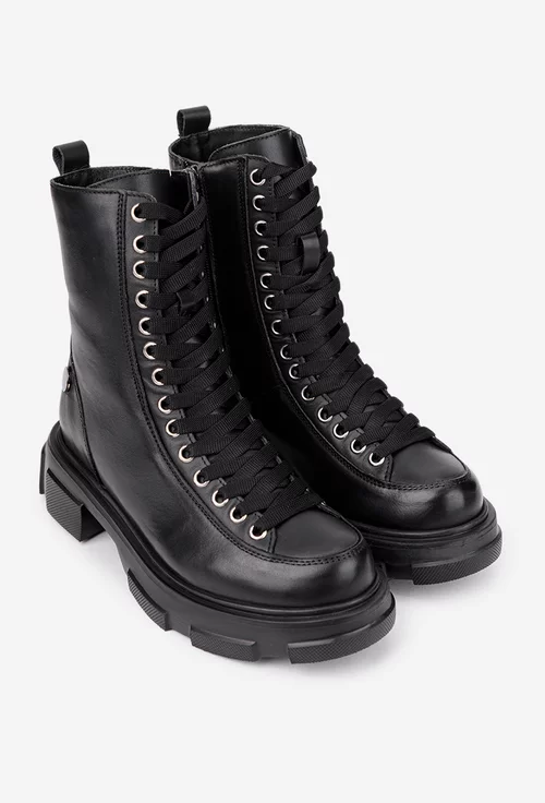 Ghete dama negre din piele naturala