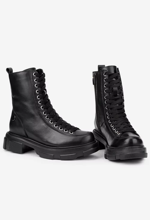 Ghete dama negre din piele naturala