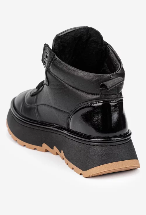 Ghete dama negre din piele naturala picture - 3