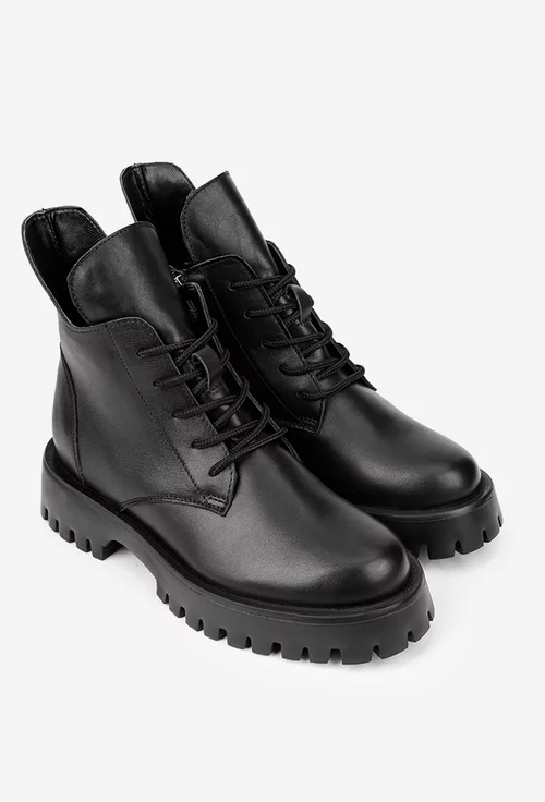 Ghete dama negre din piele naturala