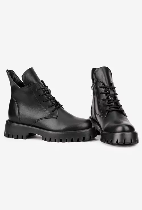 Ghete dama negre din piele naturala