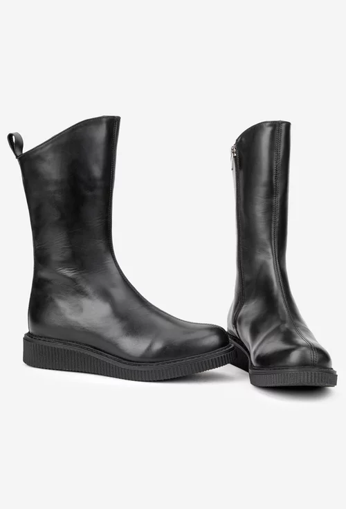 Ghete dama negre din piele naturala