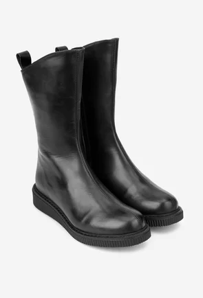 Ghete dama negre din piele naturala