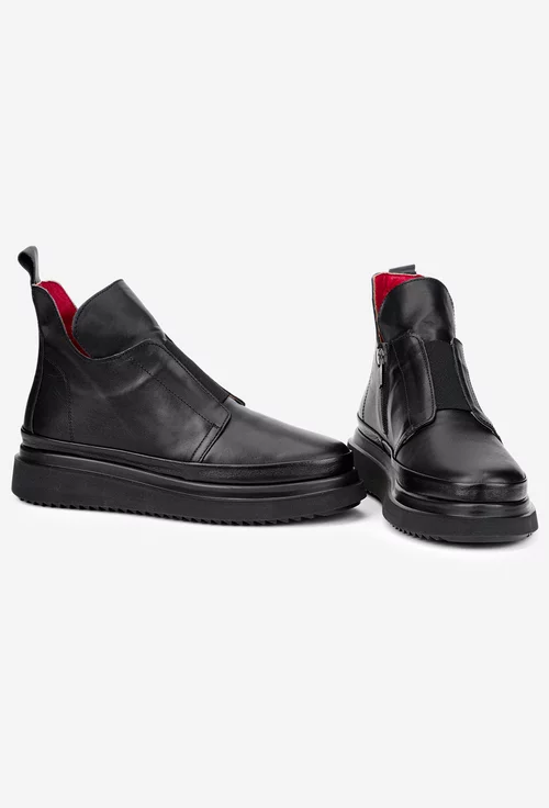 Ghete dama negre din piele naturala