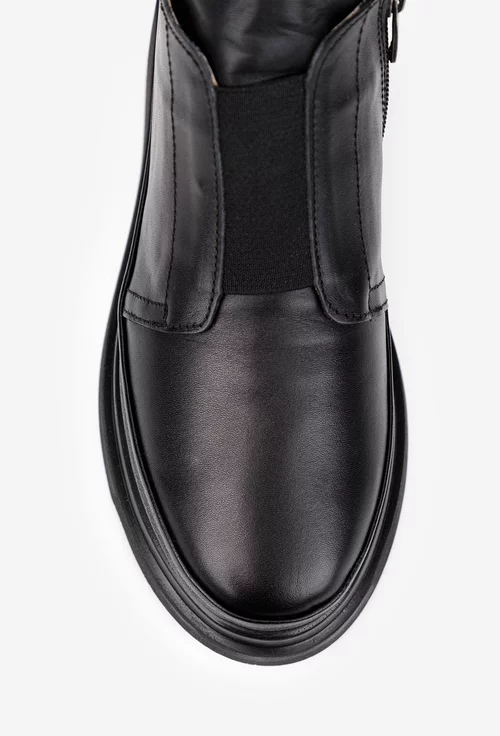 Ghete dama negre din piele naturala