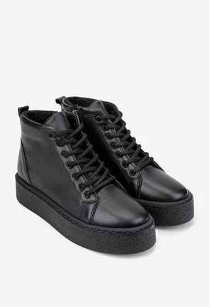 Ghete dama negre din piele naturala