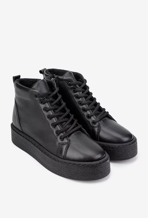 Ghete dama negre din piele naturala