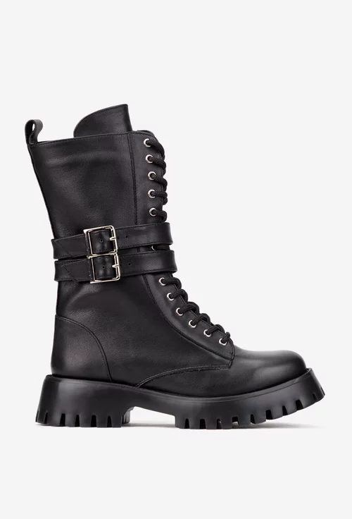 Ghete dama negre din piele naturala