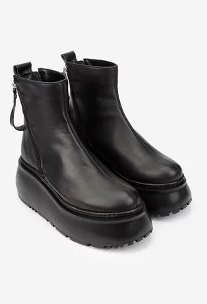 Ghete dama negre din piele naturala