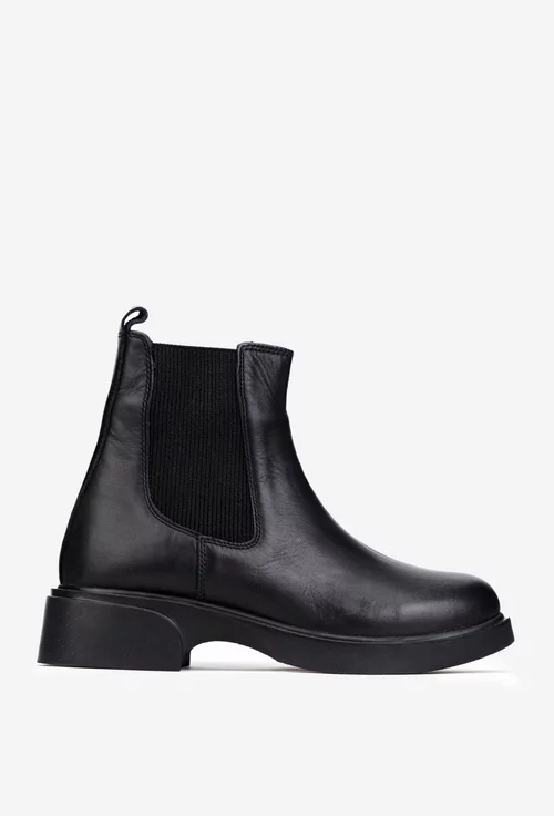 Ghete dama negre din piele naturala cu elastic