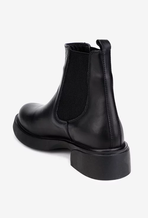 Ghete dama negre din piele naturala cu elastic
