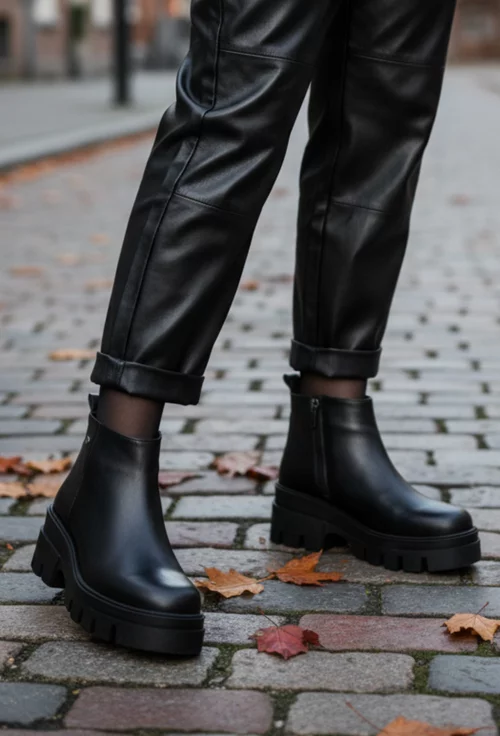 Ghete dama negre din piele naturala cu fermoar