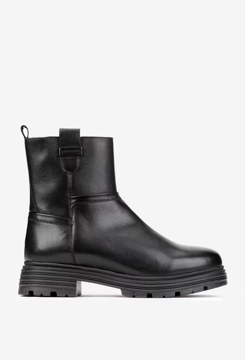 Ghete dama negre din piele naturala cu fermoar