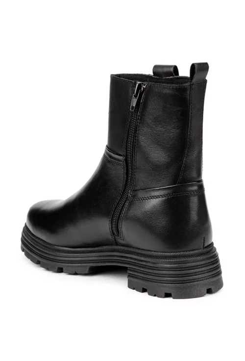 Ghete dama negre din piele naturala cu fermoar