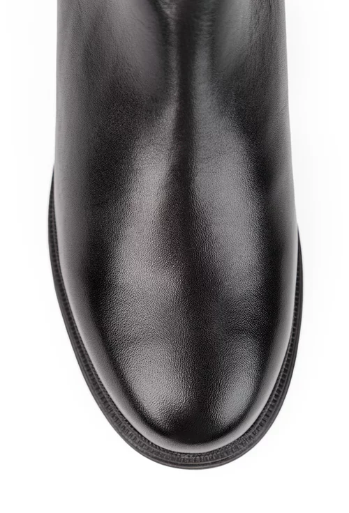 Ghete dama negre din piele naturala cu fermoar