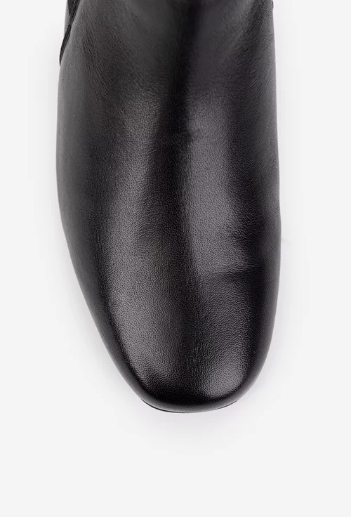 Ghete dama negre din piele naturala cu fermoar