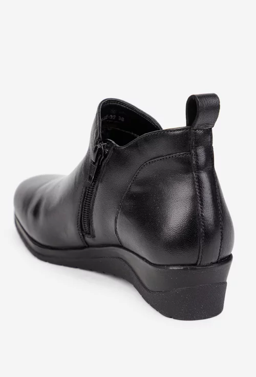 Ghete dama negre din piele naturala cu fermoar