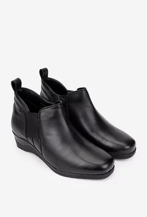 Ghete dama negre din piele naturala cu fermoar