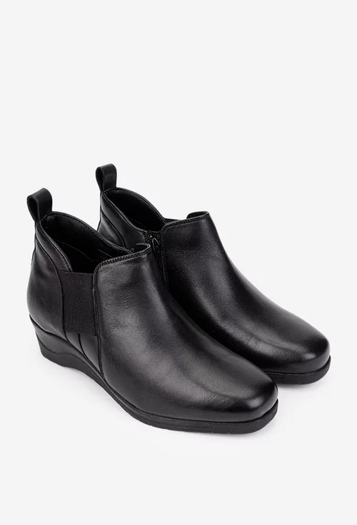 Ghete dama negre din piele naturala cu fermoar