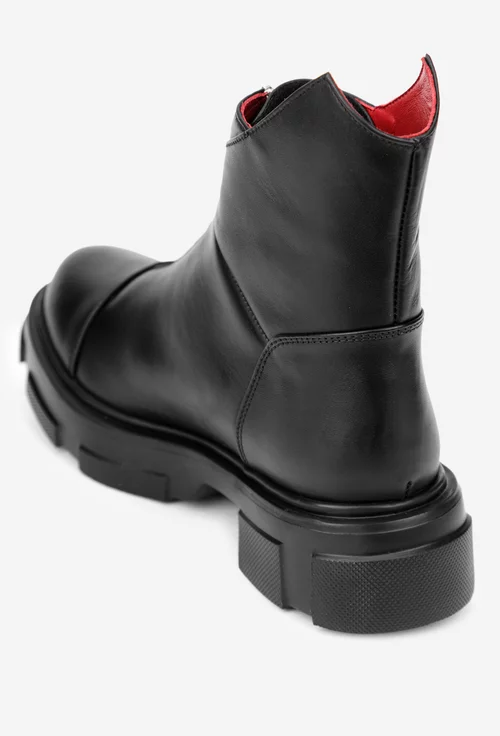 Ghete dama negre din piele naturala cu fermoar