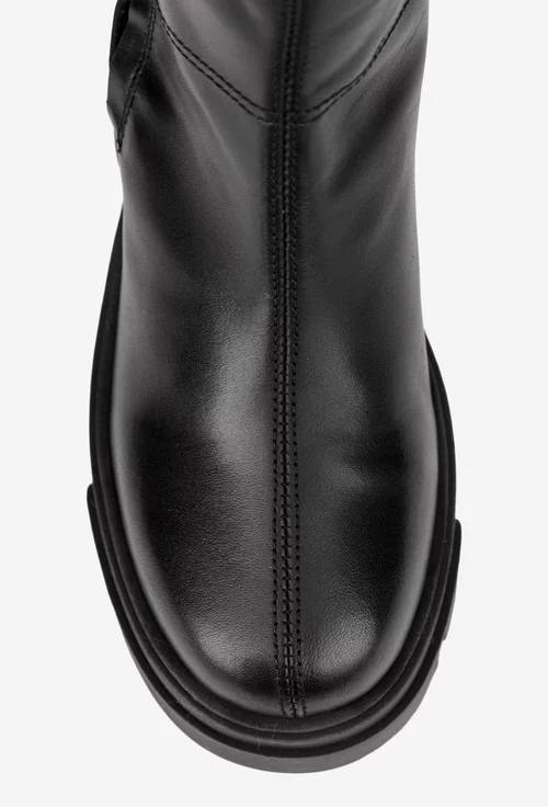 Ghete dama negre din piele naturala cu fermoar