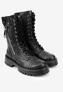 Ghete dama negre din piele naturala cu fermoar decorativ