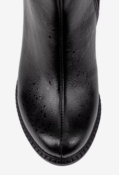 Ghete dama negre din piele naturala cu model