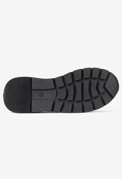 Ghete dama negre din piele naturala cu siret si fermoar lateral