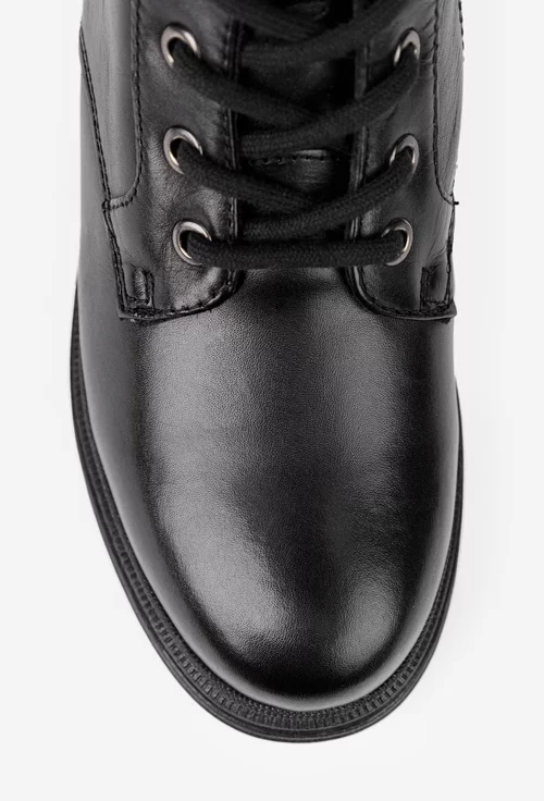 Ghete dama negre din piele naturala cu tinte