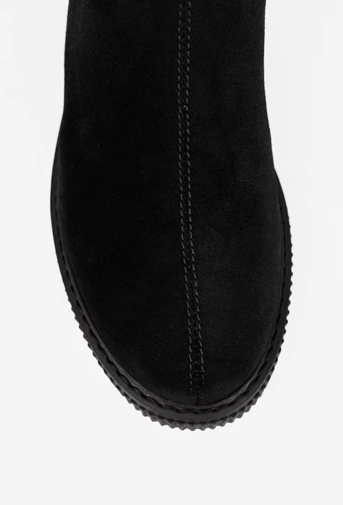 Ghete dama negre din piele naturala intoarsa