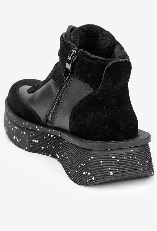 Ghete dama negre din piele naturala si intoarsa