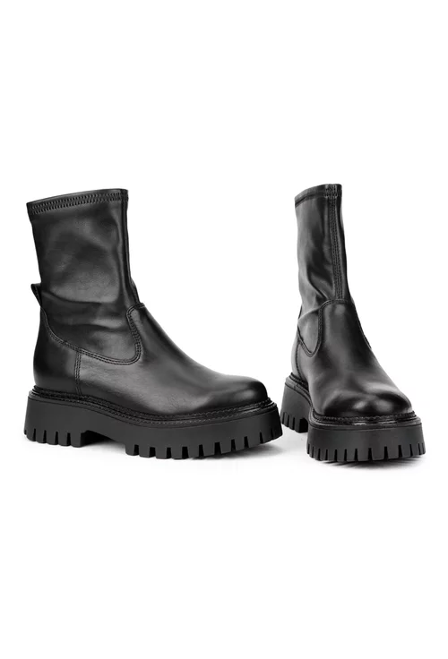 Ghete dama negre din piele naturala si strech