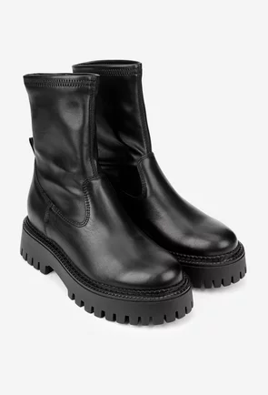 Ghete dama negre din piele naturala si strech