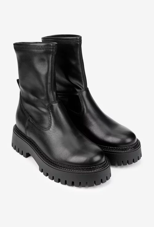 Ghete dama negre din piele naturala si strech