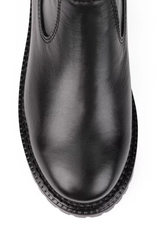 Ghete dama negre din piele naturala si strech