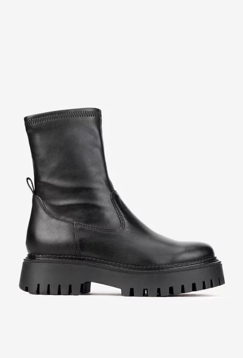 Ghete dama negre din piele naturala si strech