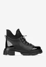 Ghete dama negre din piele si material textil