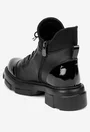 Ghete dama negre din piele si material textil