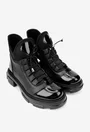 Ghete dama negre din piele si material textil